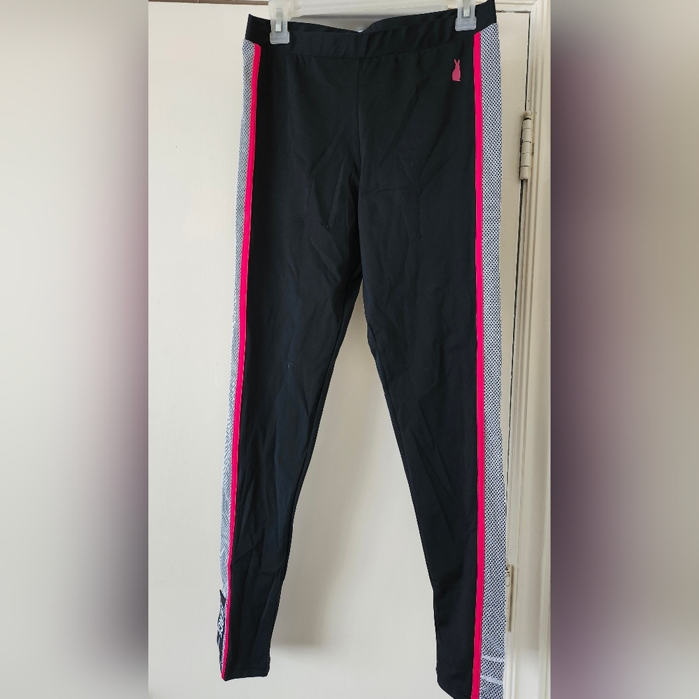 Chic Black Leggings with Pink and White Accents